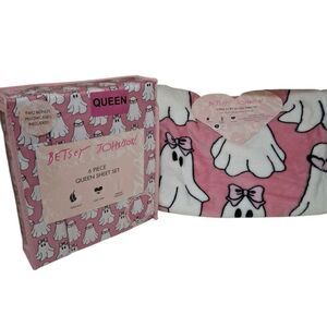 Betsey Johnson Halloween Ghost Queen Sheet 6pc & Soft Throw Blanket Set NEW